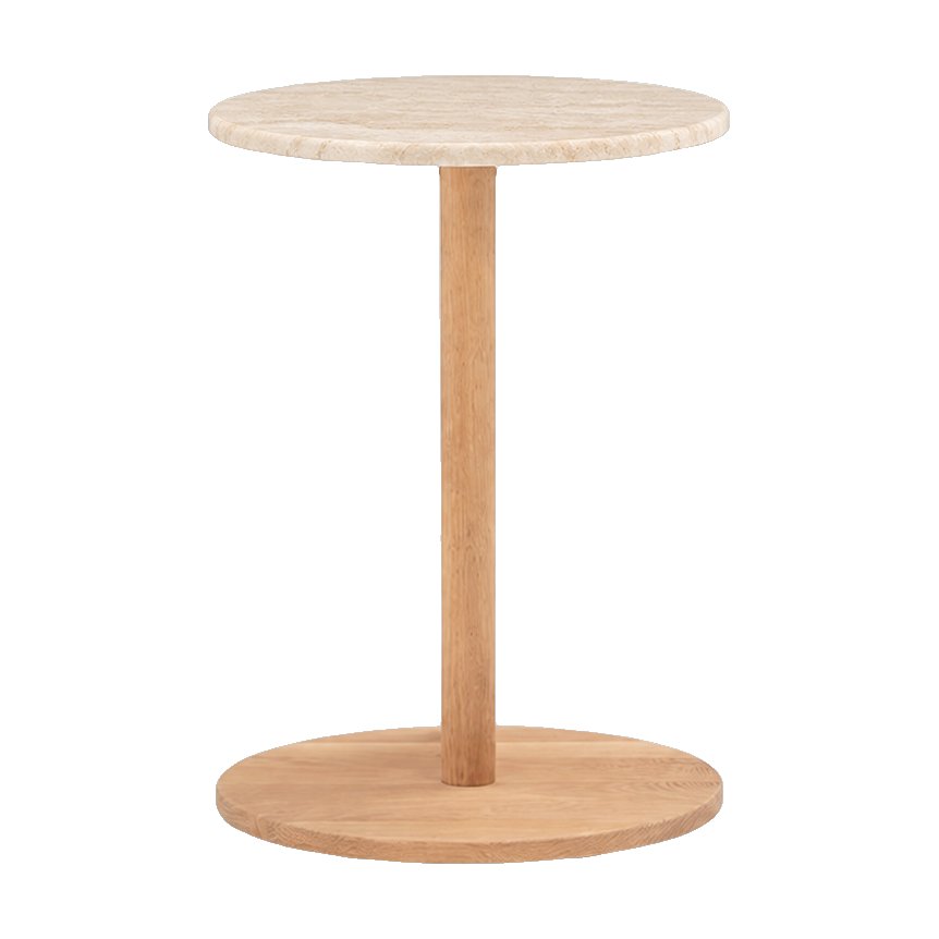 Mesa Auxiliar Ciso con Estructura de Roble Natural y Cubierta de Travertino Natural, 40cm - image 5
