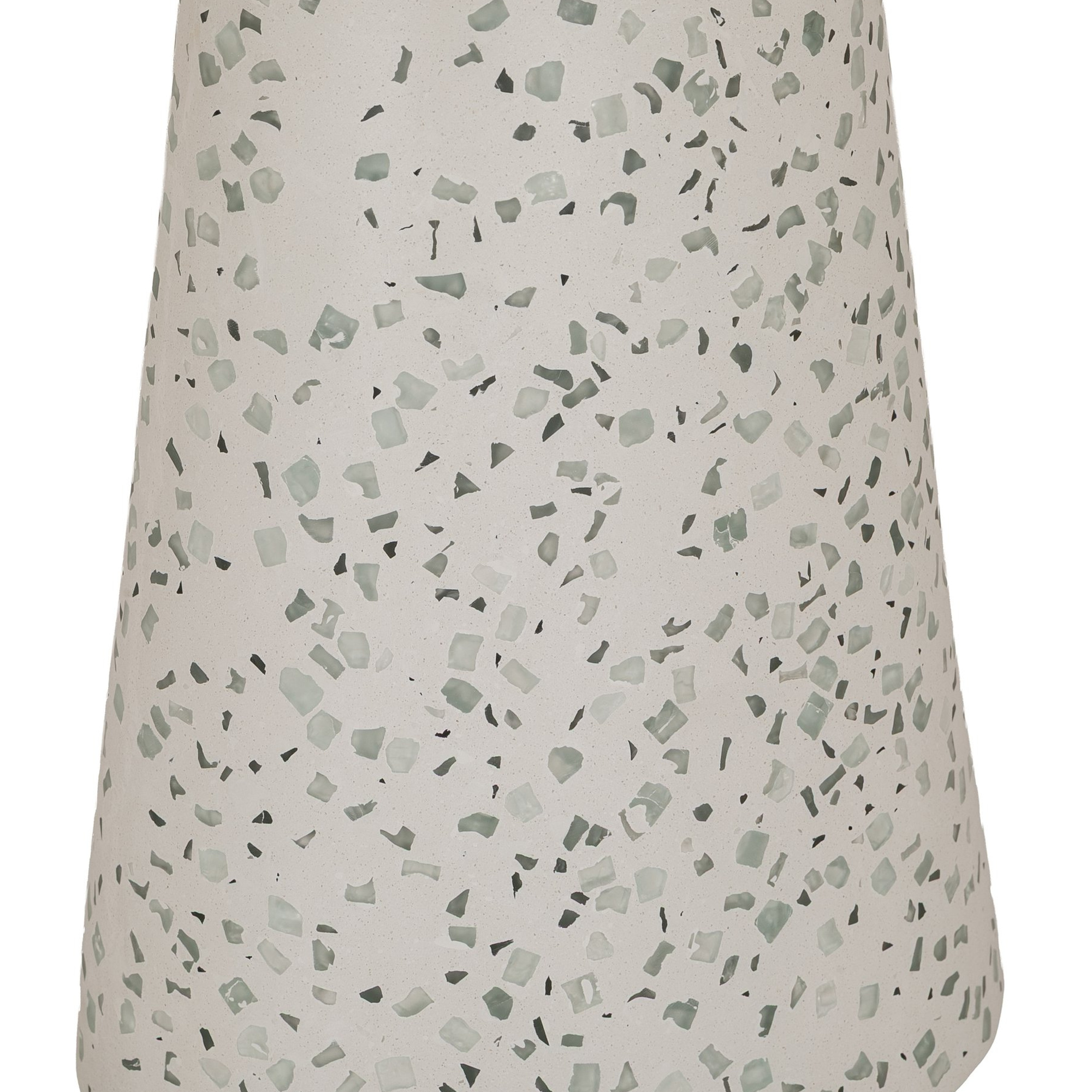 Cora Oval Side Table with White Terrazzo Frame with Colored Flakes and Cream fiber cement Top with a Flat Finish in 58cm - image 2