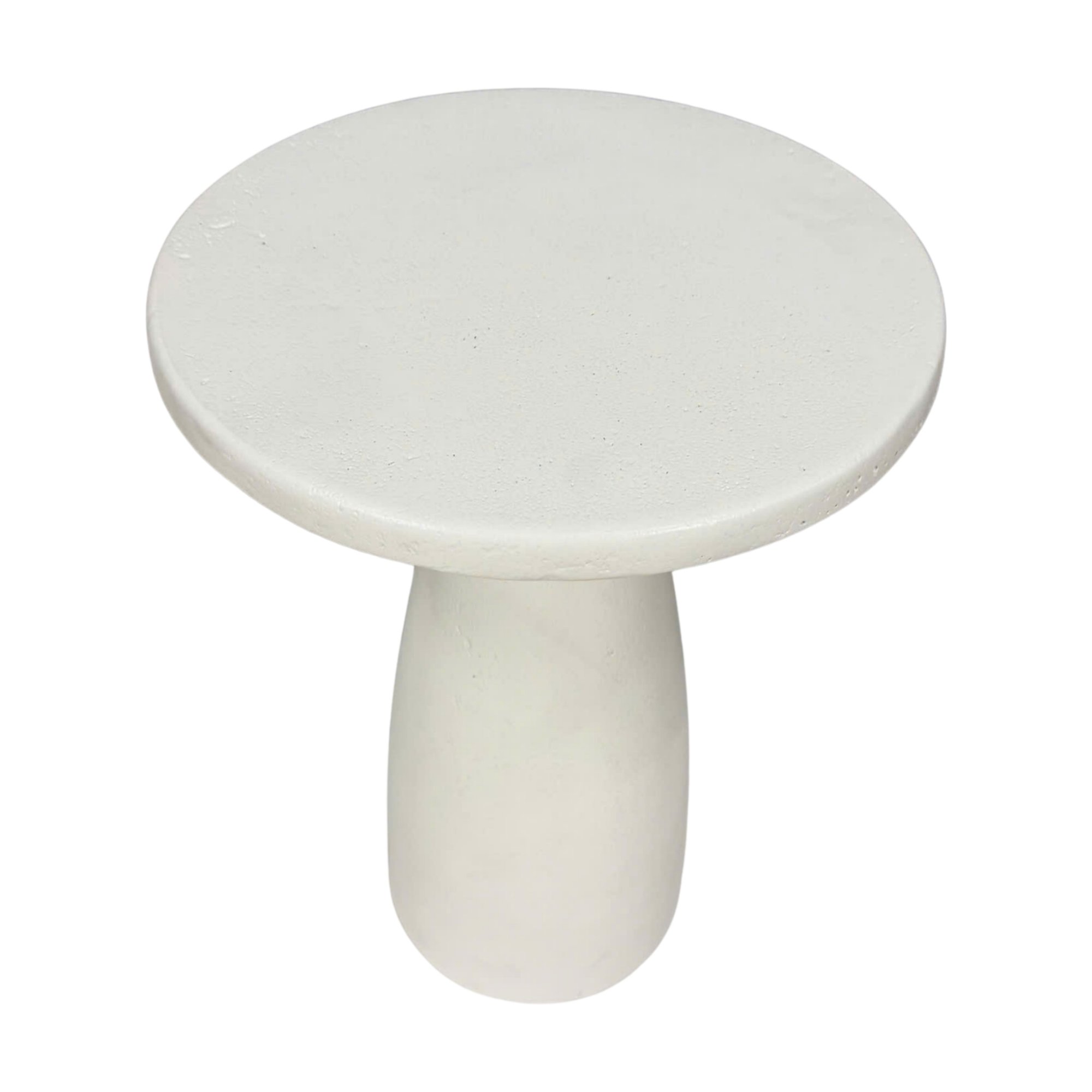 Mesa Auxiliar Eringi en Fibrocemento Blanco con Acabado Rugoso, 33cm de diámetro - image 2