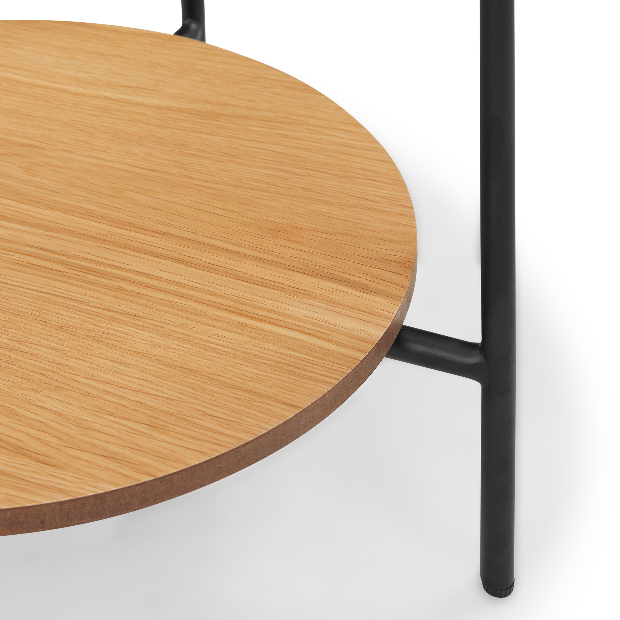 Mesa Auxiliar Glam con Estructura de Vidrio Ahumado y Ribete de Roble Natural, 50cm - image 6