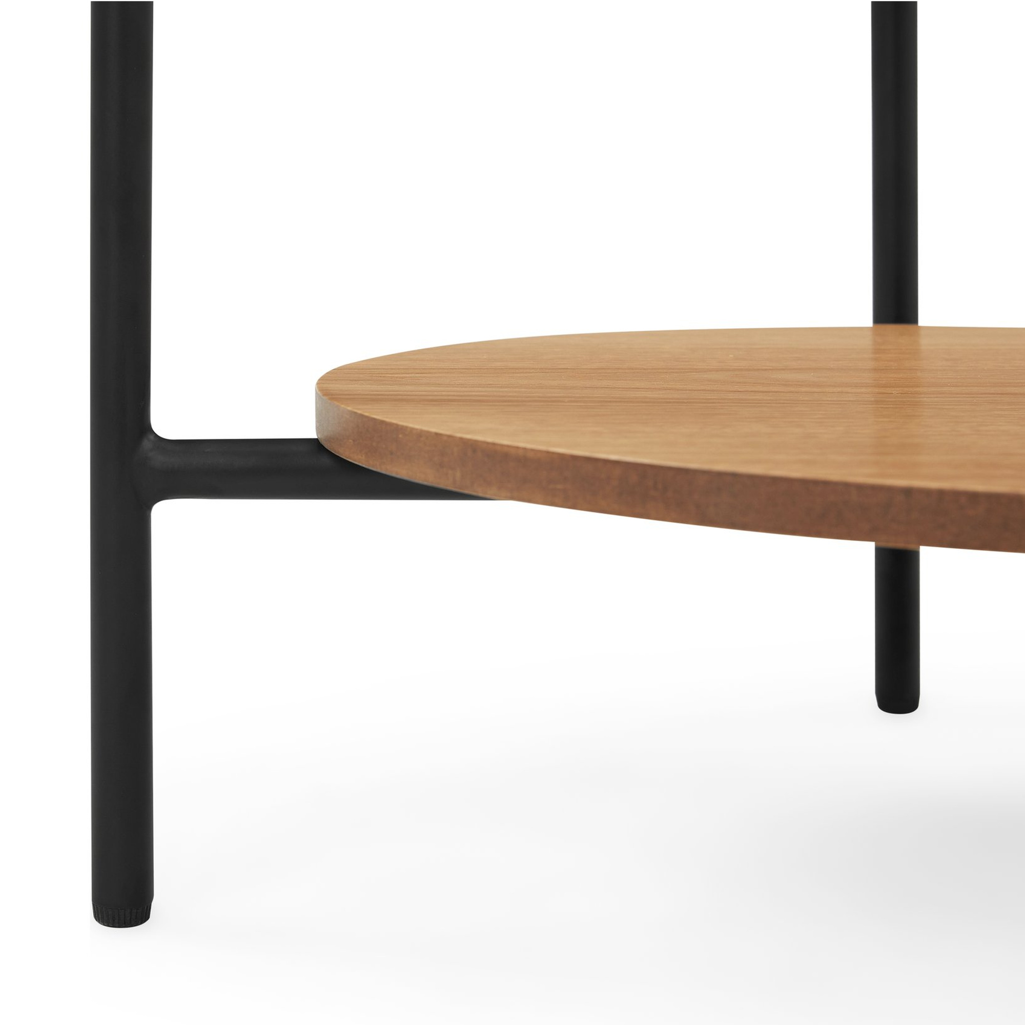Mesa Auxiliar Glam con Estructura de Vidrio Ahumado y Ribete de Roble Natural, 50cm - image 8