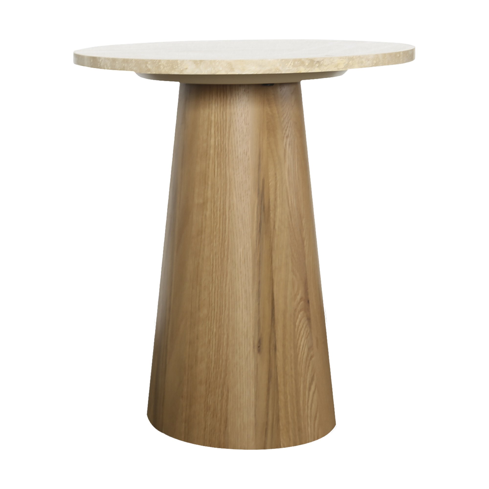 Mesa Auxiliar Rugendas con Estructura de Roble Natural y Cubierta de Travertino Natural, 51cm - image 2