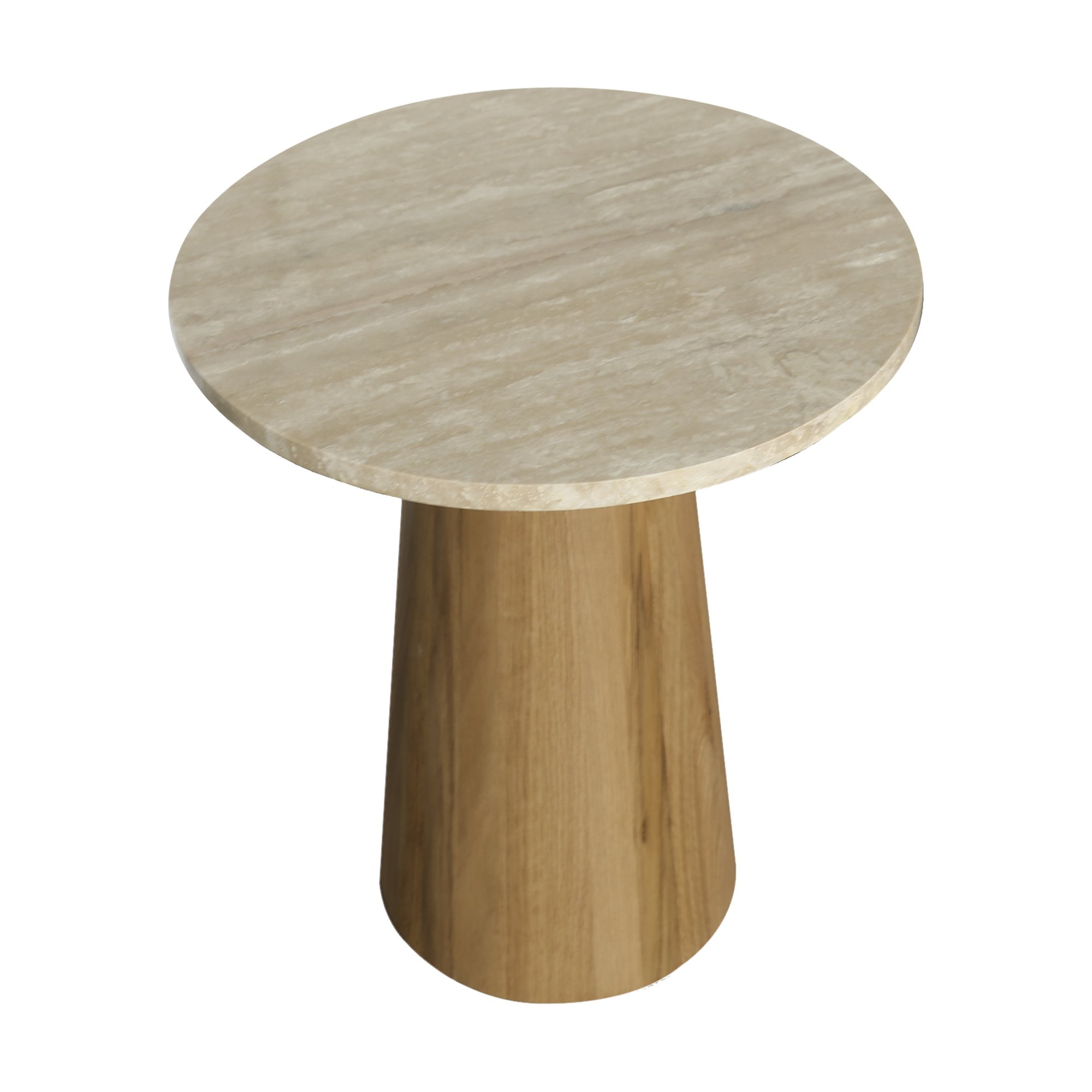 Mesa Auxiliar Rugendas con Estructura de Roble Natural y Cubierta de Travertino Natural, 51cm - image 3