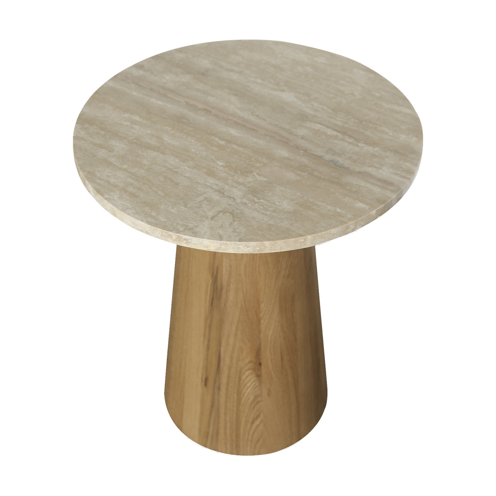 Mesa Auxiliar Rugendas con Estructura de Roble Natural y Cubierta de Travertino Natural, 51cm - image 4