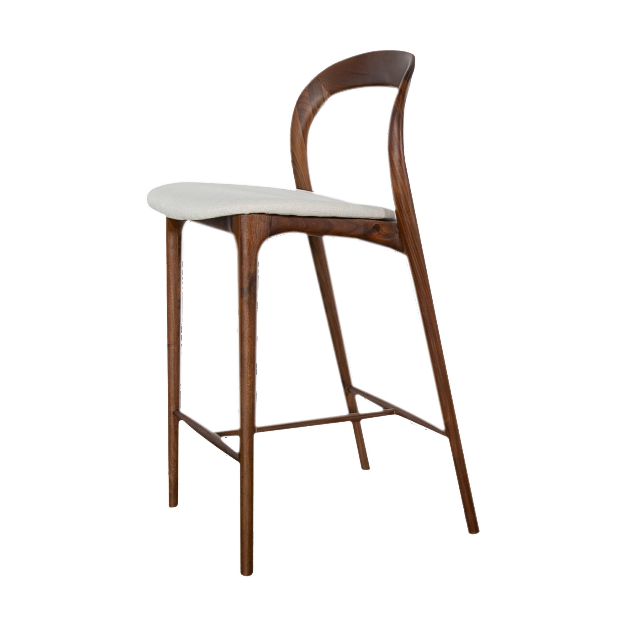 Silla de Bar Bentwood con Estructura de Nogal Natural y Tela Diego Cream, 75cm de altura de asiento - image 1