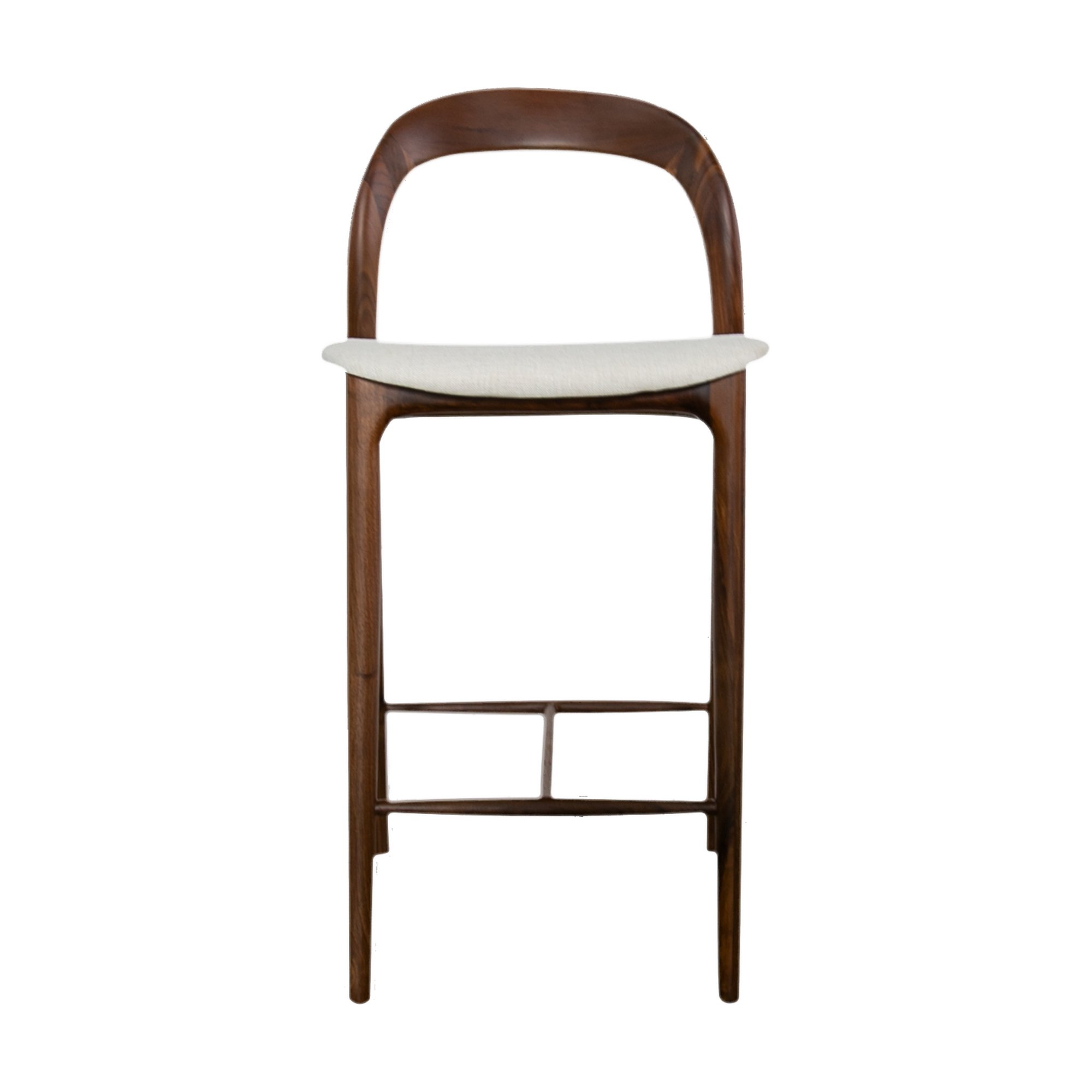 Silla de Bar Bentwood con Estructura de Nogal Natural y Tela Diego Cream, 75cm de altura de asiento - image 2