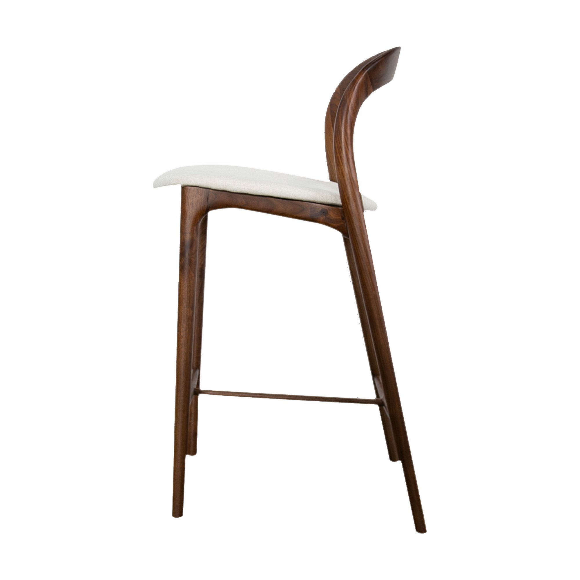 Silla de Bar Bentwood con Estructura de Nogal Natural y Tela Diego Cream, 75cm de altura de asiento - image 3