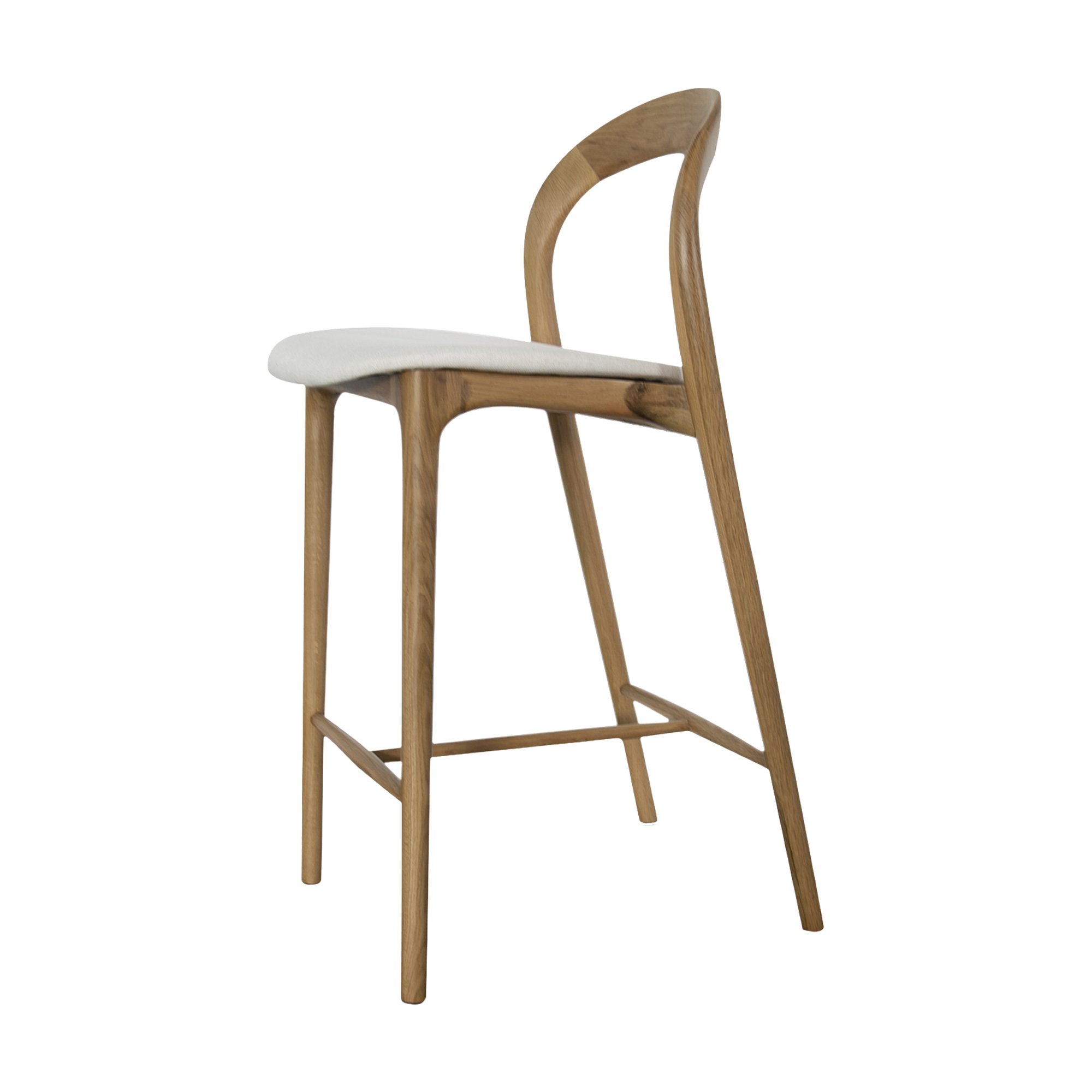 Silla de Counter Bentwood con Estructura de Roble Natural y Tela Diego Cream - image 1