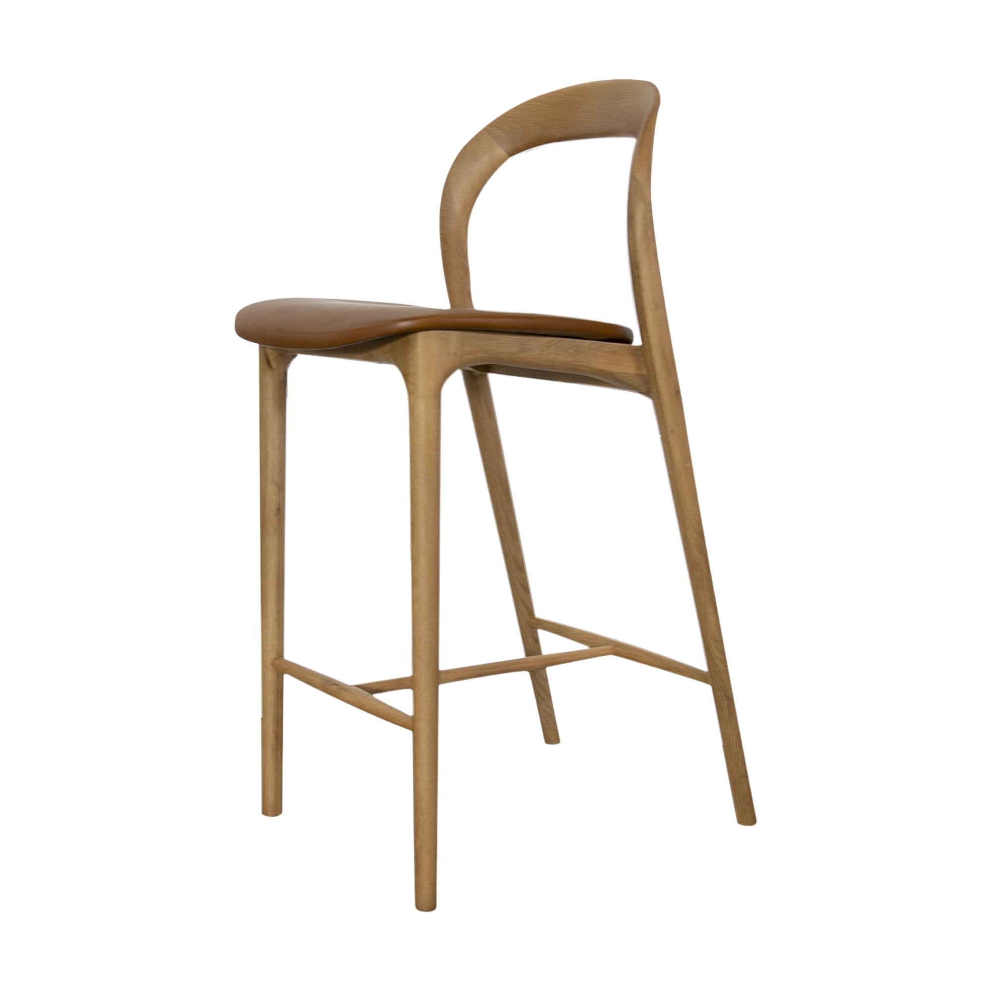 Bentwood Counter Chair with Natural Oak Frame and Oxford Spice Leather - image 1