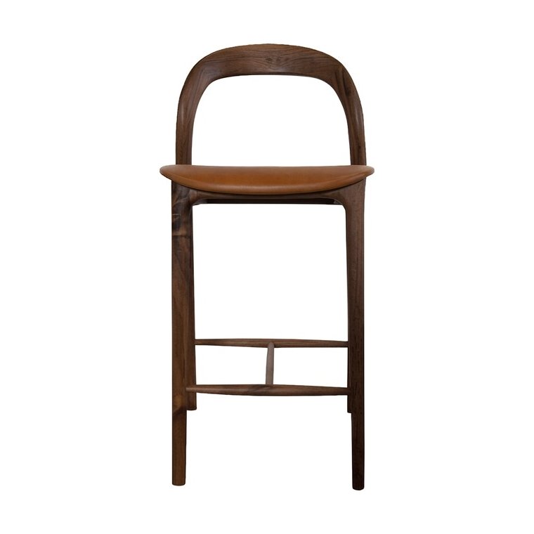 Silla de Counter Bentwood con Estructura de Nogal Natural y Cuero Oxford Spice - image 4