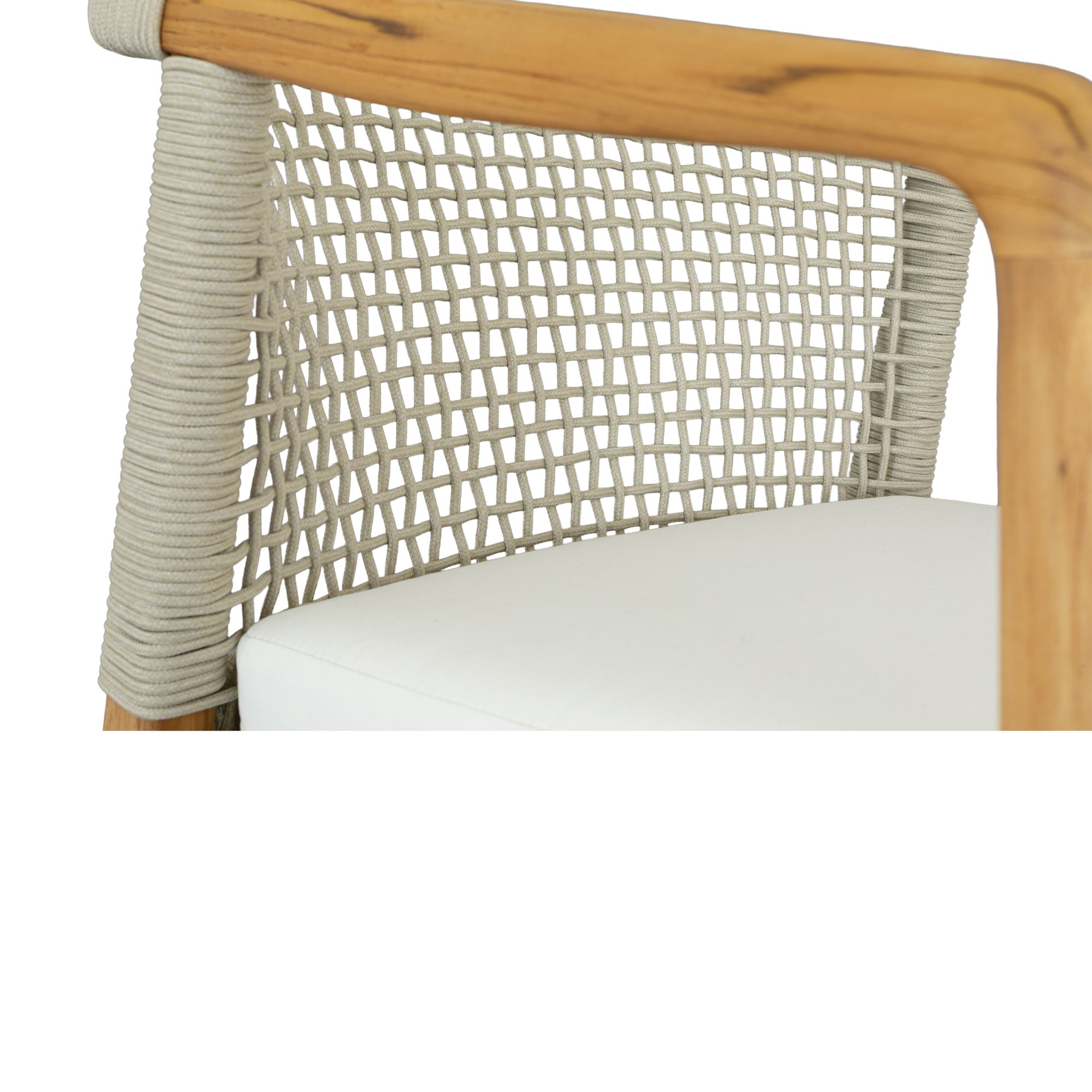 Riverdale Bar Stool with Teak Frame, AD1 Cream Fabric and Beige Weaving - image 2