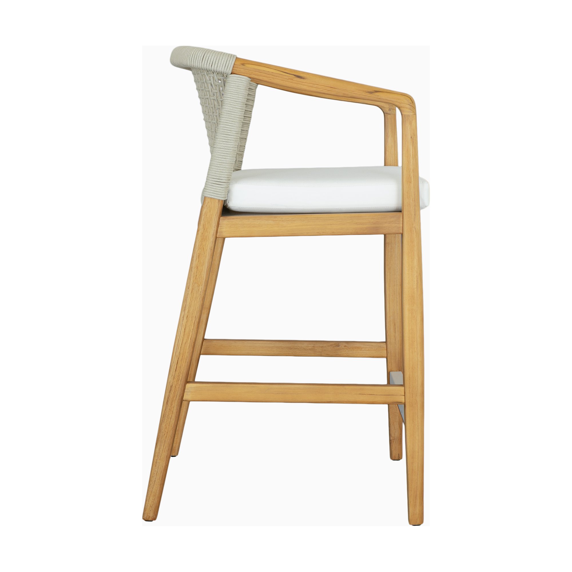 Riverdale Bar Stool with Teak Frame, AD1 Cream Fabric and Beige Weaving - image 4